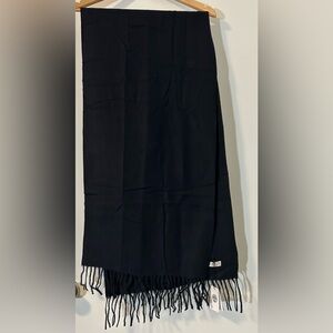 Hermes Black Fringed Cashmere Scarf (64 x 16 inches)